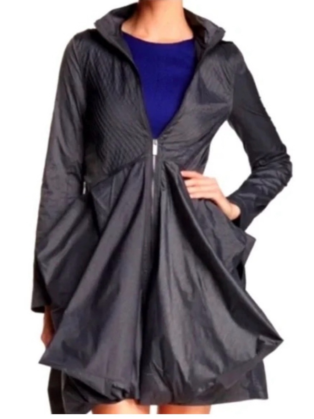 Zac Zac Posen bubble hem rain jacket szxl in grey